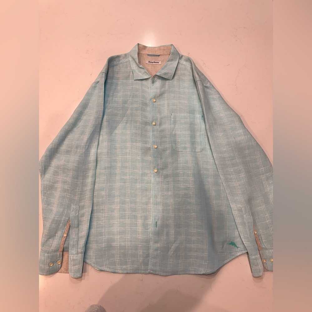 EUC Tommy Bahama Men's Ventana Linen Button Down Shirt – Horizon Blue - XLarge - Picture 2 of 6